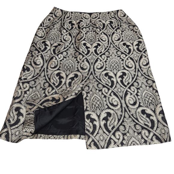 Talbots Collection Womens Size 4 Black Gold Brocade Skirt Baroque‎ Quiet Luxury - Picture 11 of 13